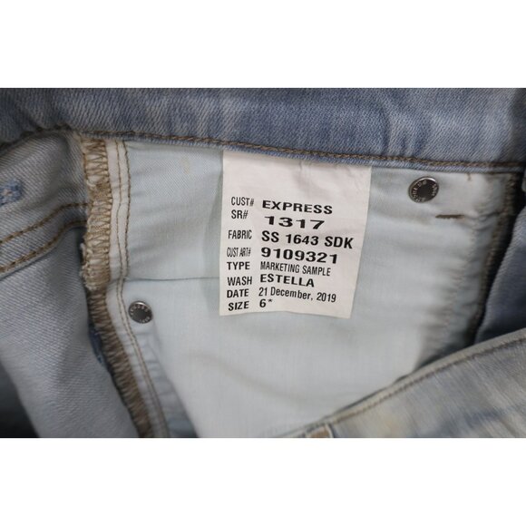 Express Womens 6 Distressed Marketing Sample Stretch Skinny Leg Denim Jeans Blue - Picture 10 of 14